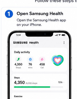Samsung Health to Apple Health visual step 1