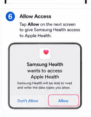 Samsung Health to Apple Health visual step 6