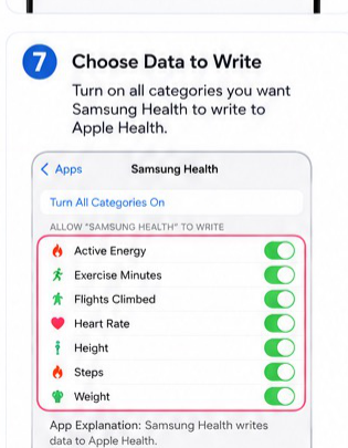 Samsung Health to Apple Health visual step 7