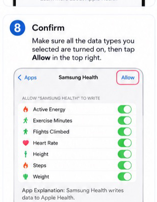 Samsung Health to Apple Health visual step 8