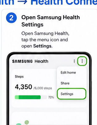 Samsung Health to Health Connect visual step 2