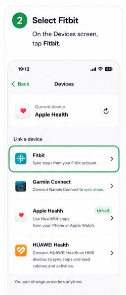 Fitbit connection visual step 2