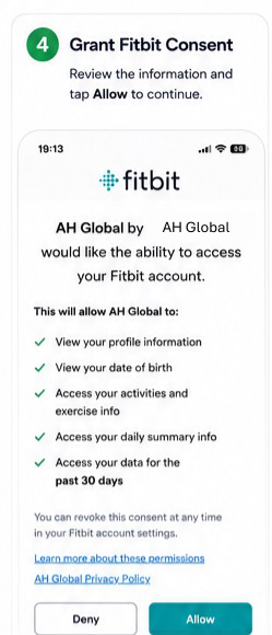 Fitbit connection visual step 4