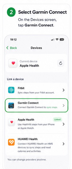 Garmin connection visual step 2