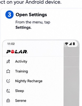 Polar Flow to Health Connect visual step 3