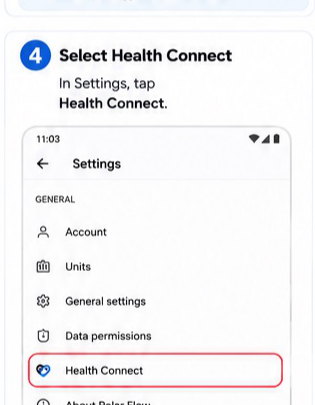 Polar Flow to Health Connect visual step 4