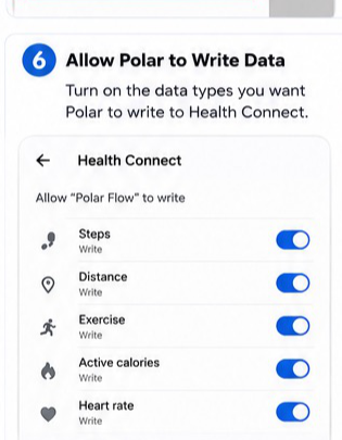 Polar Flow to Health Connect visual step 6