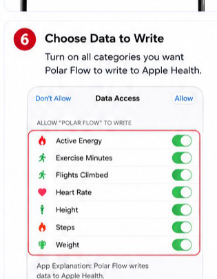 Polar Flow to Apple Health visual step 6