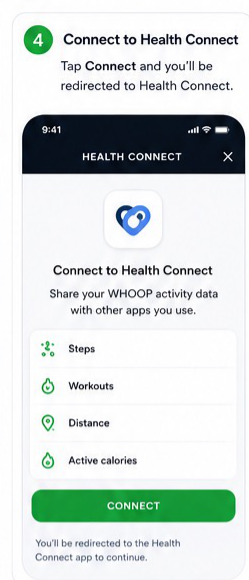 WHOOP to Health Connect visual step 4