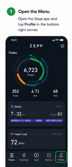 Zepp to Health Connect visual step 1