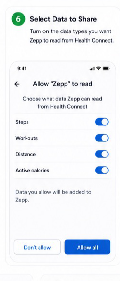 Zepp to Health Connect visual step 6